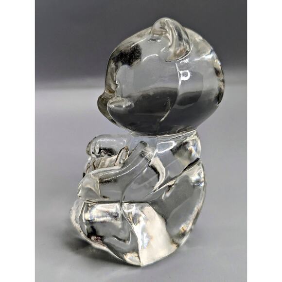Fenton Art 4in Teddy Bear Crystal Clear Glass Figurine Paperweight Vintage - Picture 6 of 7